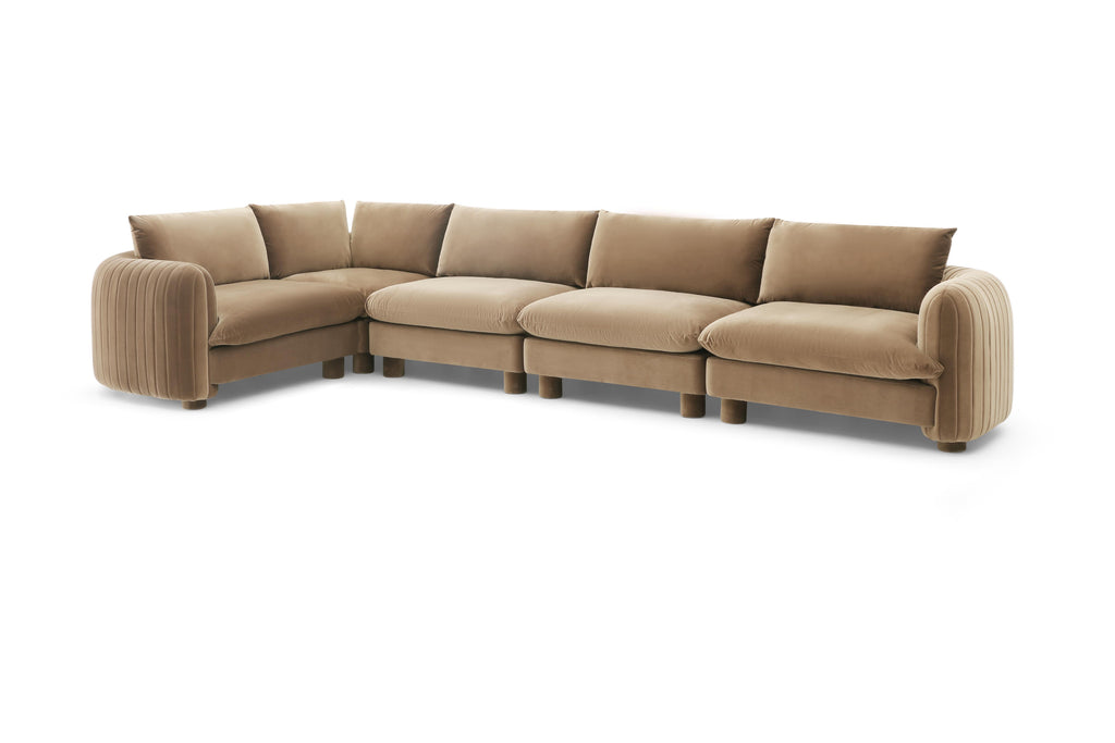 Family-friendly 5 seater modular sofa with plush cushions

