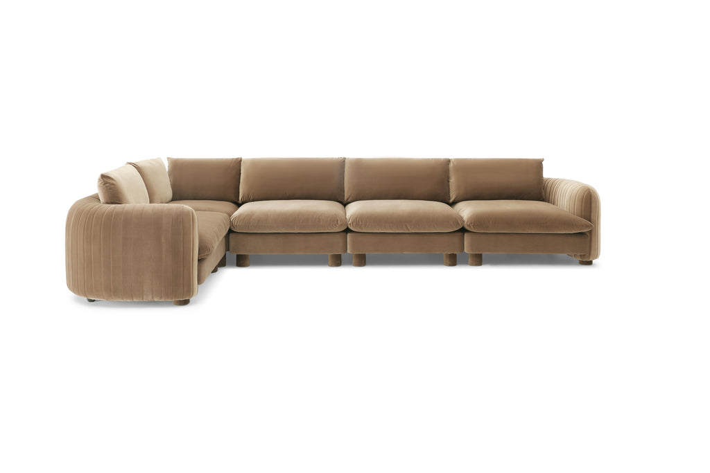 Family-friendly 5 seater modular sofa with plush cushions

