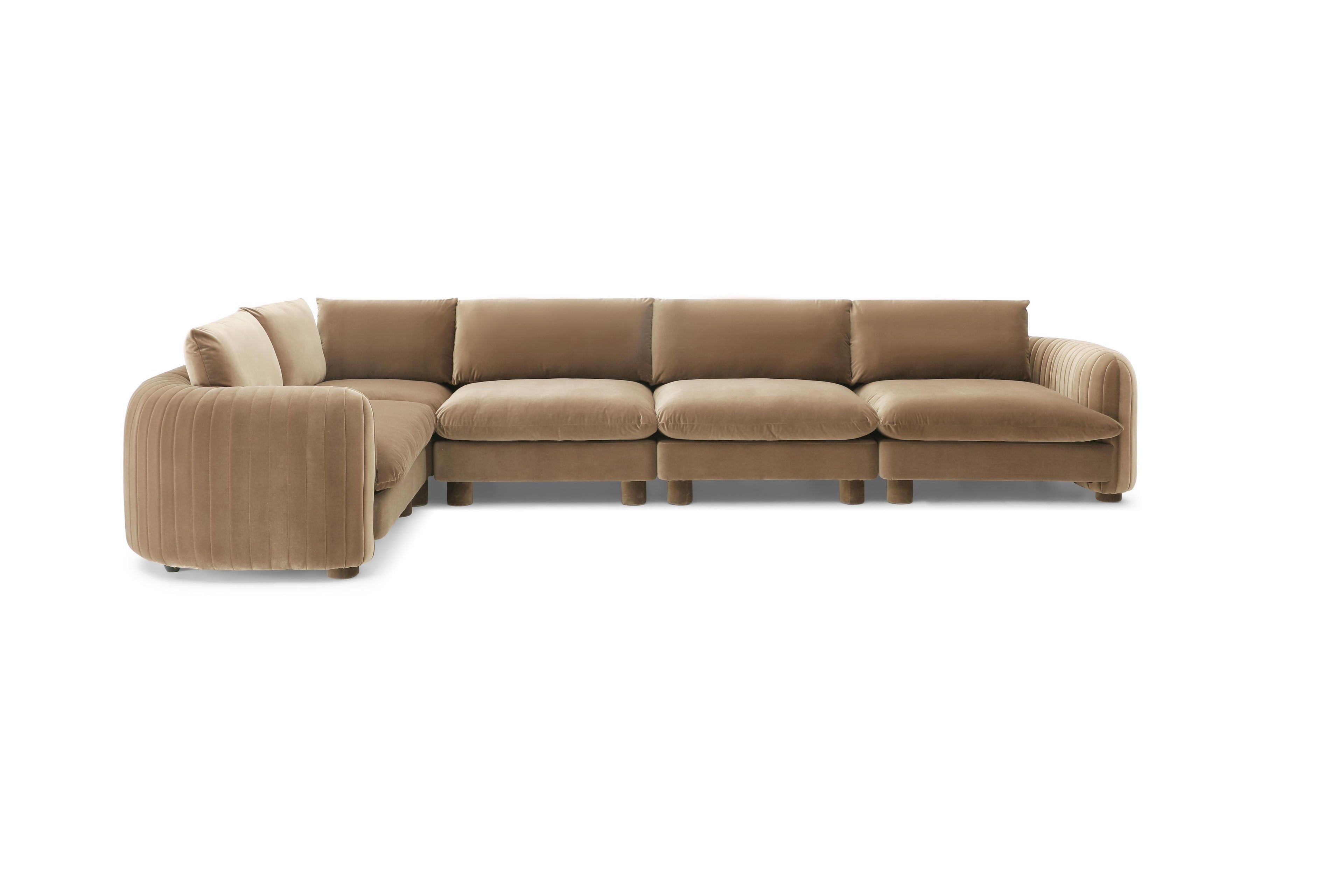Family-friendly 5 seater modular sofa with plush cushions

