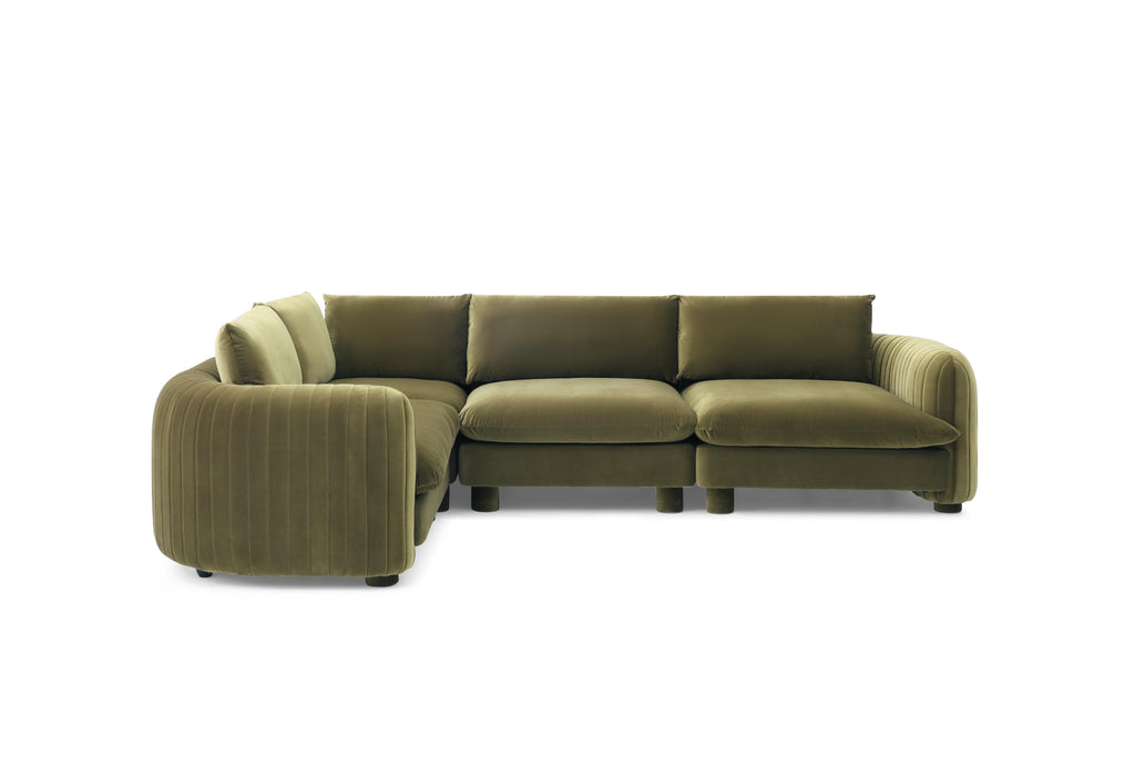 Comfortable modular family sofa in neutral tones

