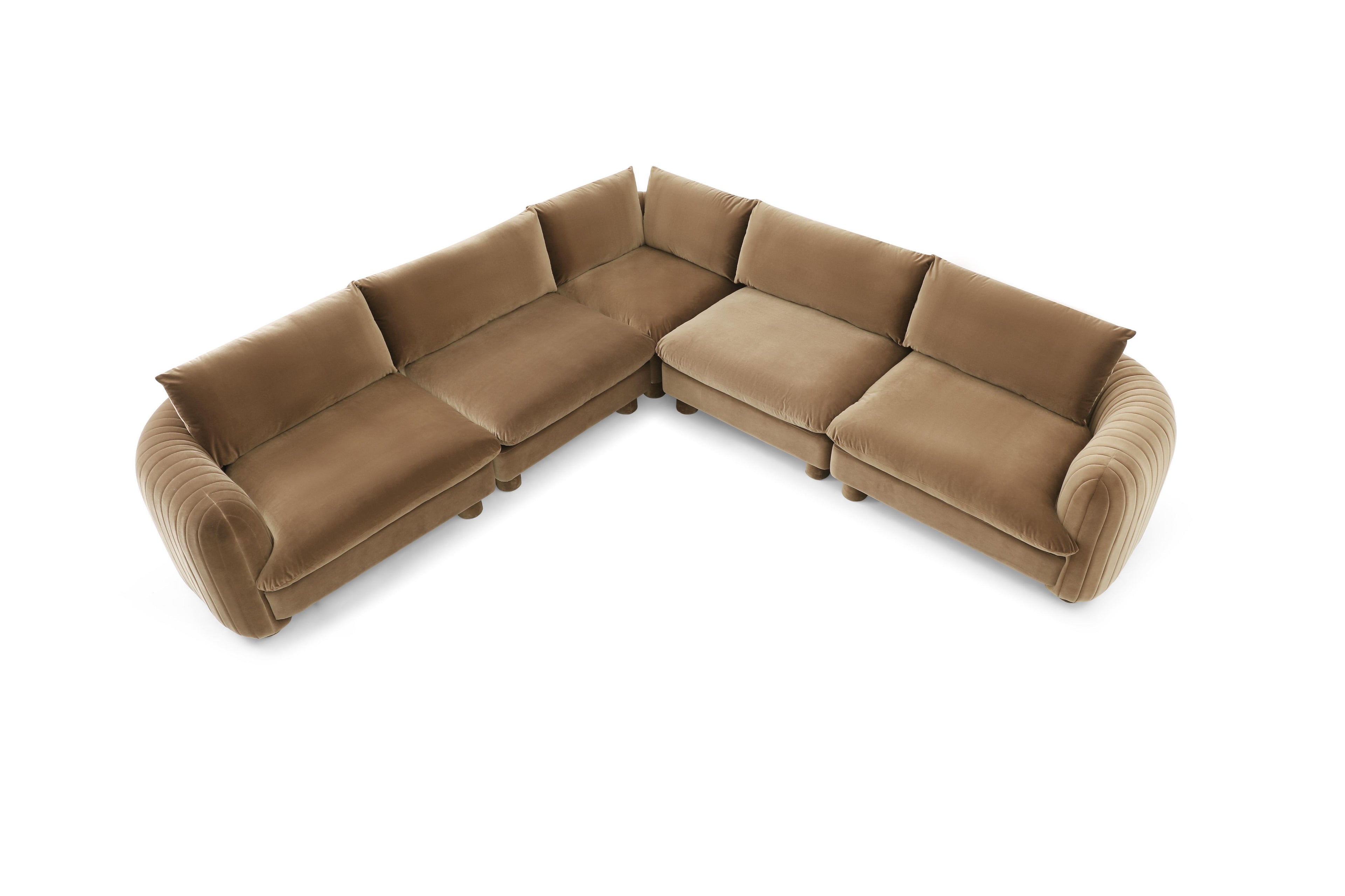 Family-friendly 5 seater modular sofa with plush cushions

