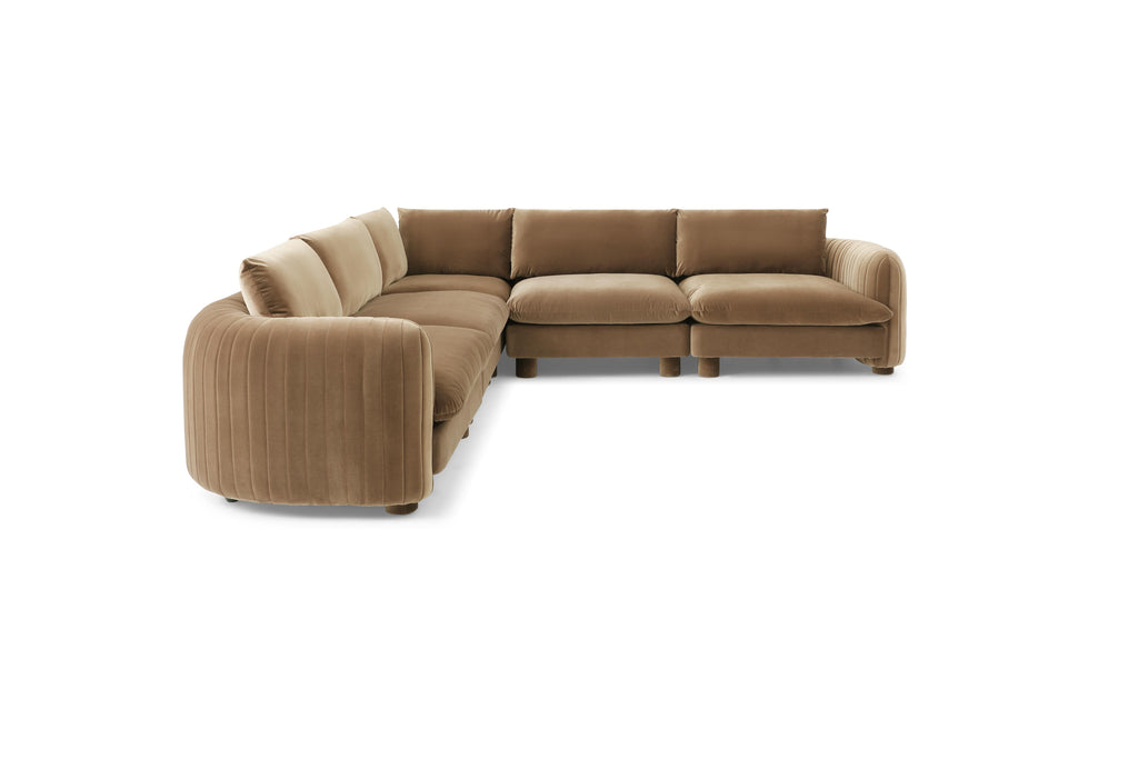 Family-friendly 5 seater modular sofa with plush cushions


