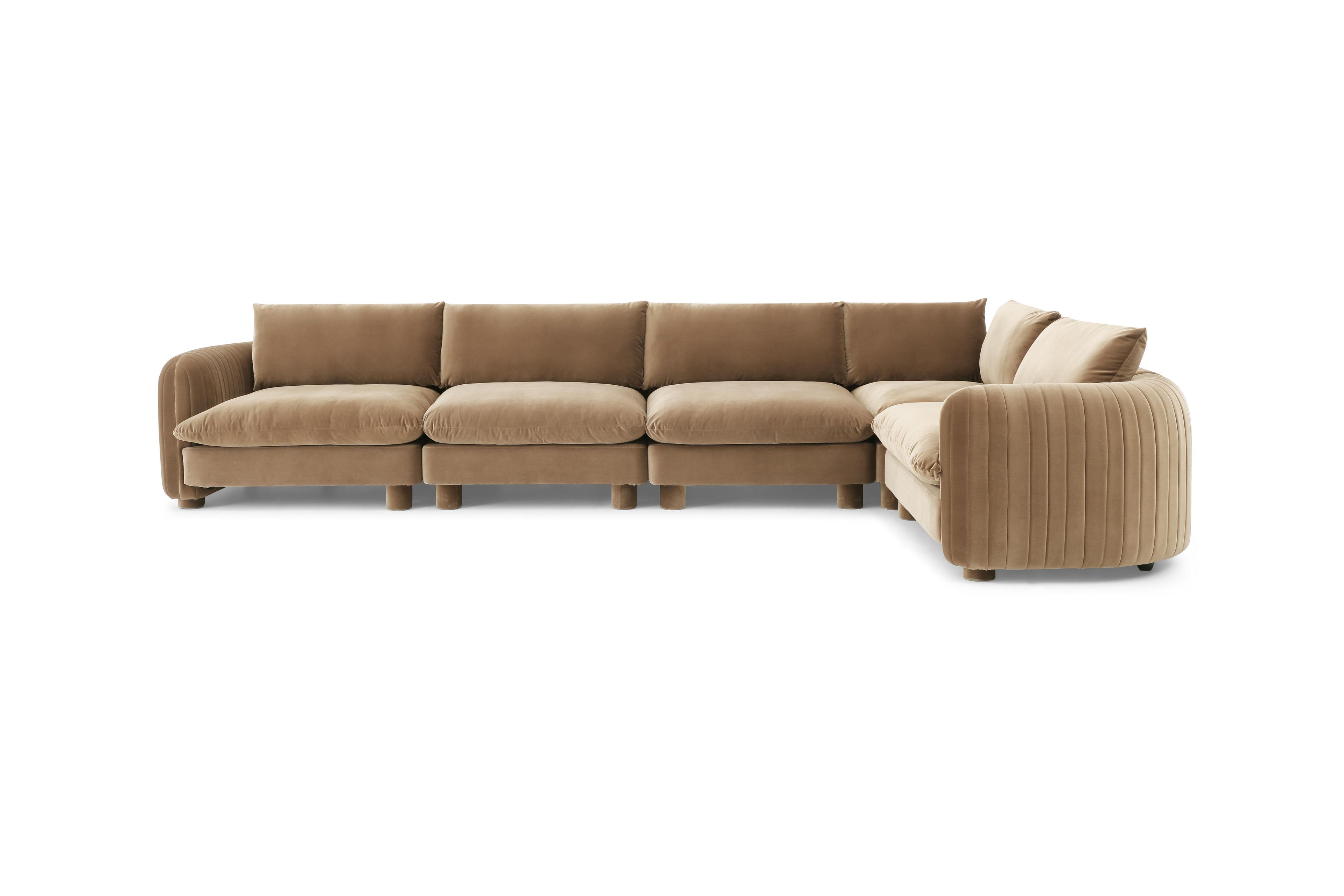 Family-friendly 5 seater modular sofa with plush cushions

