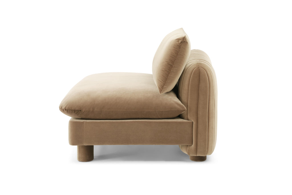 Low-profile ottoman in Miami-style modular layout


