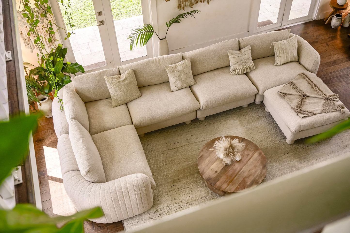 Neutral-tone ottoman complementing Bayshore collection

