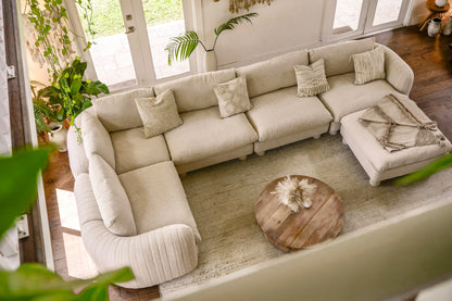 Neutral-tone ottoman complementing Bayshore collection

