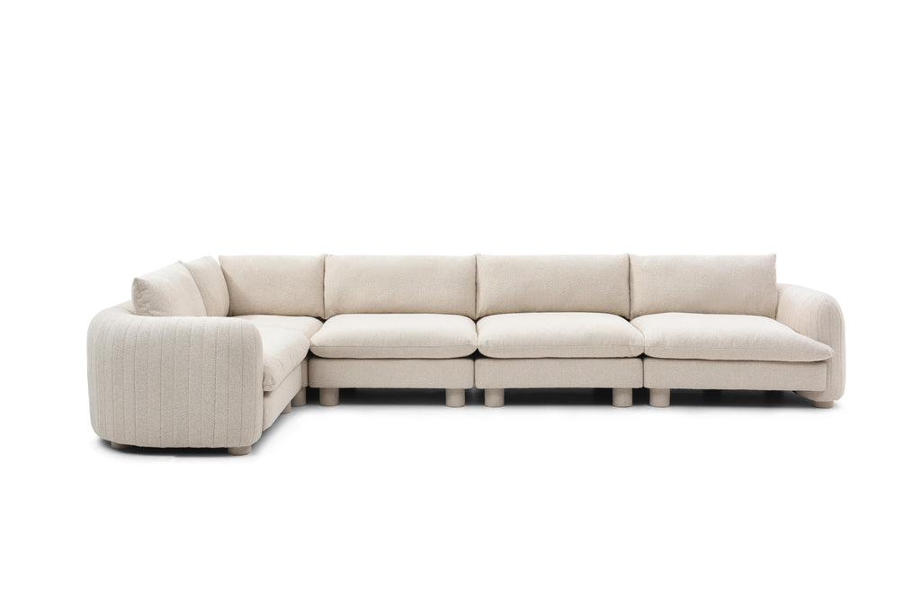 Family-friendly 5 seater modular sofa with plush cushions

