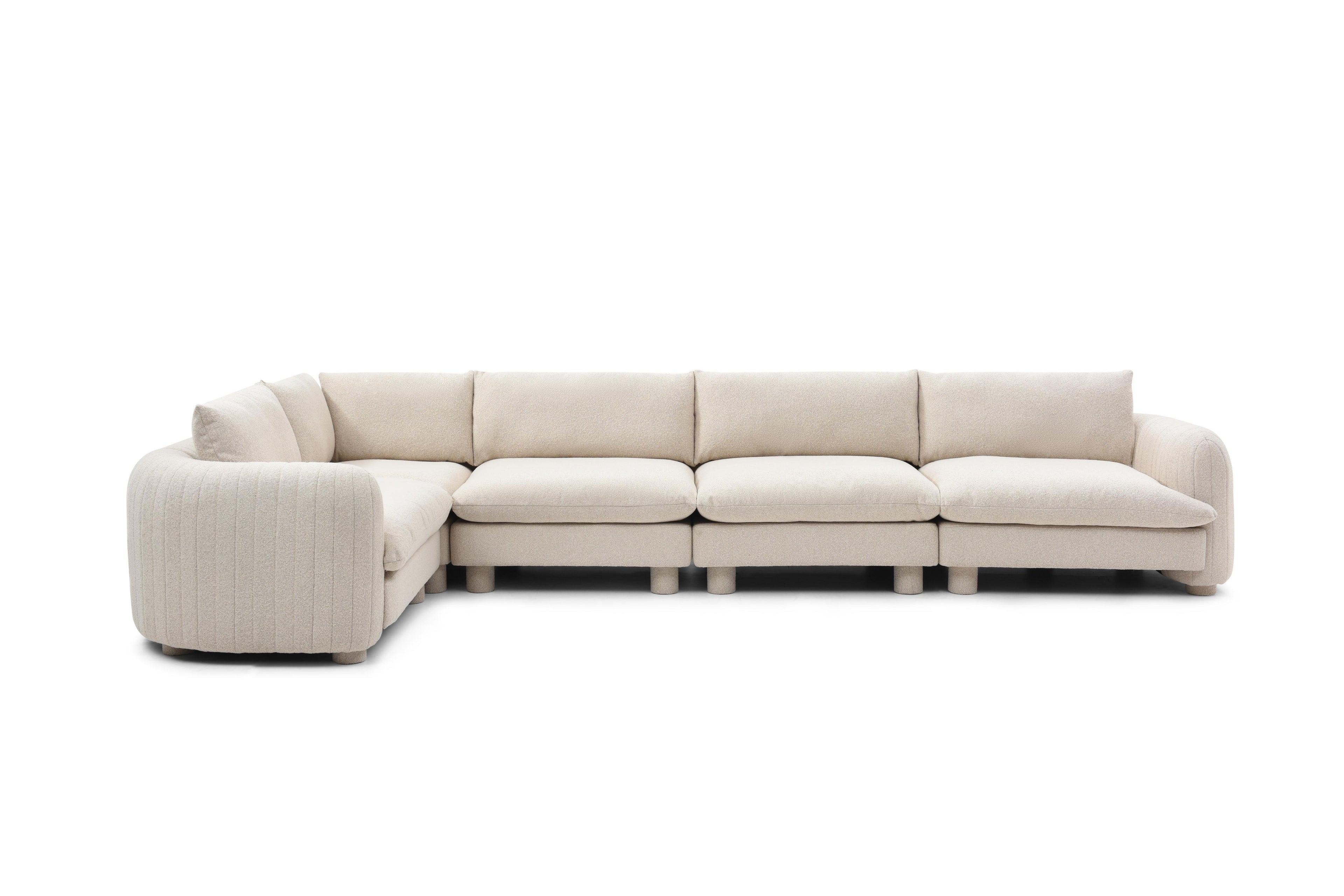 Family-friendly 5 seater modular sofa with plush cushions

