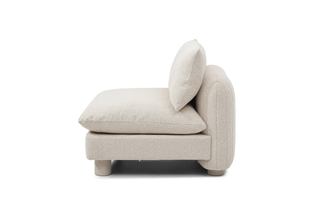 Low-profile ottoman in Miami-style modular layout


